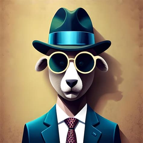 Premium AI Image | 3d cartoon sheep portrait wearing clothes glasses ...