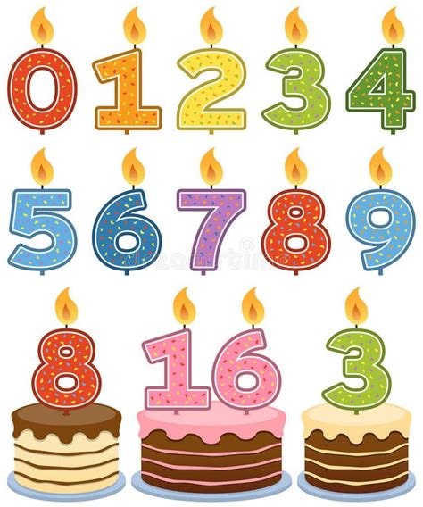 Numbered Birthday Candles stock vector. Illustration of decorated ...