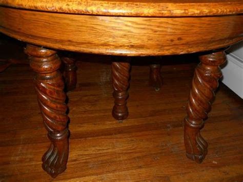 Solid Oak 42" Round Kitchen Table w/5 massive rope turned legs-BEAUTY ...