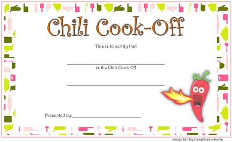 1St Place Chili Cook-Off Certificate Free Printable 3 pertaining to New Chili Cook Off Award ...