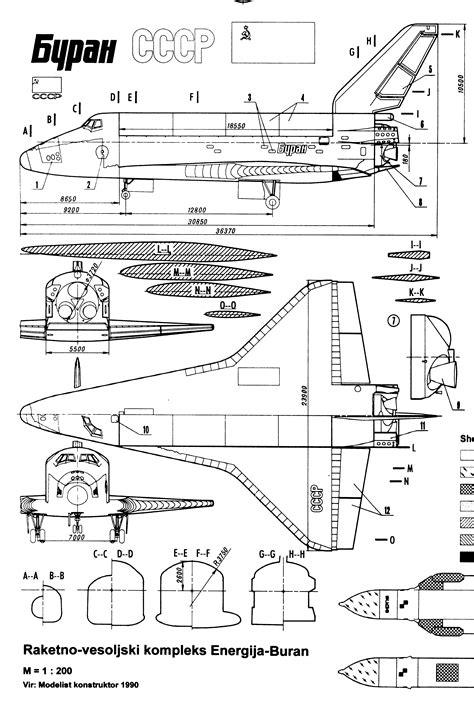 Buran (Snowstorm) Blueprint - Download free blueprint for 3D modeling