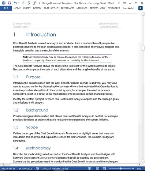 Design Document Template – Technical Writing Tools