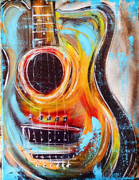 Colorful Guitar Art, with slight distressing on edges by Sheila A. Smith by SheilaSmithDesigns ...