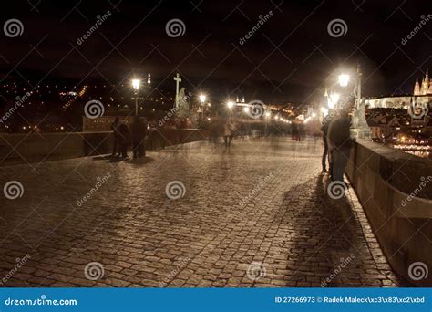 Charles bridge at night stock image. Image of calendar - 27266973