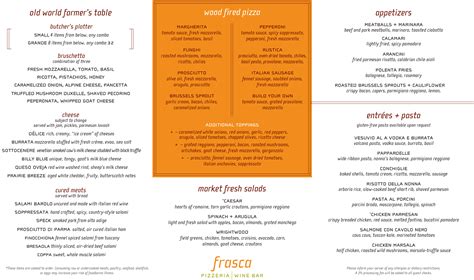 Menu - Brunch, Dinner, Kids, Wine - Frasca