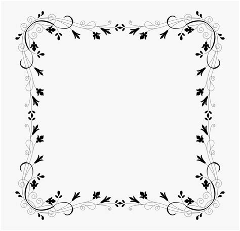 Transparent Calligraphy Border Png - Flower Border Design Black And White, Png Download ...