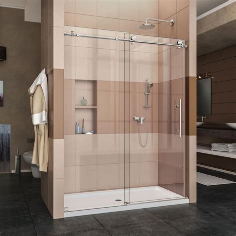 DreamLine Enigma-X 60 in. x 76 in. Frameless Sliding Shower Door in Polished Stainless Steel ...