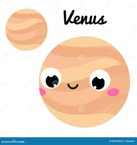 Cute planet. Cartoon Venus stock vector. Illustration of cartoon - 260789636