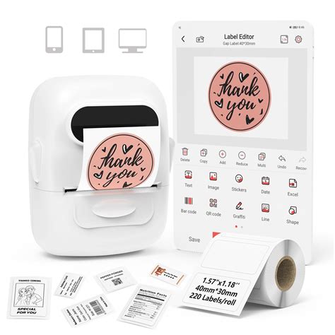 Buy MARKLIFE Label Maker Machine with Tape Barcode Label Printer - Mini Portable Bluetooth ...