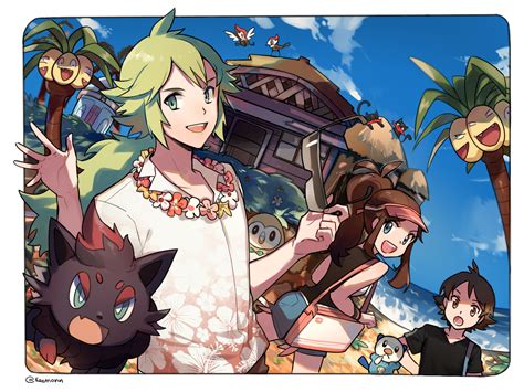 N, Hilbert, and Hilda vacationing in Alola | Pokémon Sun and Moon ...