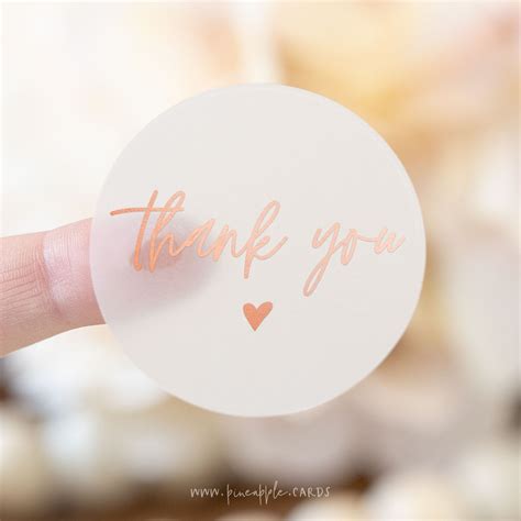 Thank You Stickers With Gold Foil Silver or Rose Gold Clear - Etsy