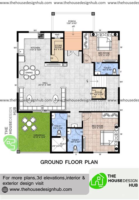 2 BHK House Plan Design In 1500 Sq Ft | The House Design Hub