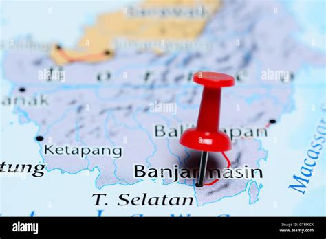 Banjarmasin pinned on a map of Indonesia Stock Photo - Alamy