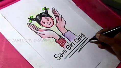 How to Draw Save Girl Child poster Drawing - YouTube