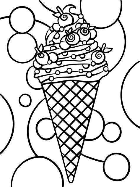 Ice Cream In Cone Sweet Food Coloring Page 17197798 Vector Art at Vecteezy