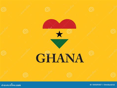 Ghana Heart Shape Love Symbol National Flag Country Emblem Stock Vector ...