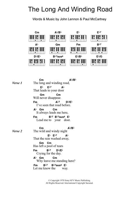 The Long And Winding Road by The Beatles Sheet Music for Piano Chords/Lyrics at Sheet Music Direct