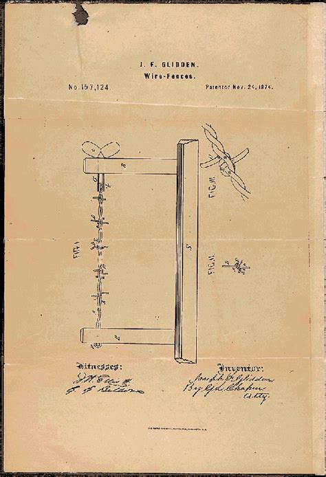 Glidden's Patent Application for Barbed Wire