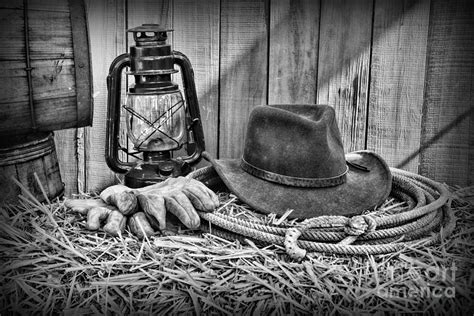 Cowboy Hat and Rodeo Lasso in a black and white Photograph by Paul Ward ...