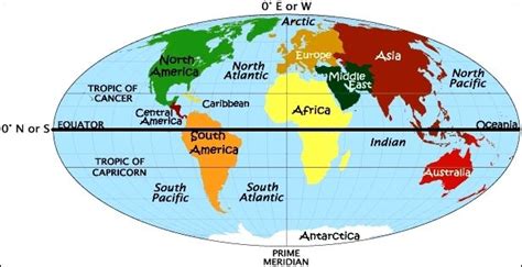 world map | Equator map, Tropic of capricorn, Continents and oceans