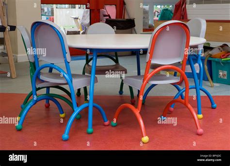 A nursery school classroom table and chairs Stock Photo - Alamy