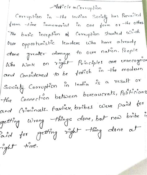 Article on corruption – India NCC