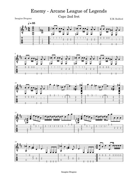 Enemy – Imagine Dragons Sheet music for Guitar (Solo) | Musescore.com