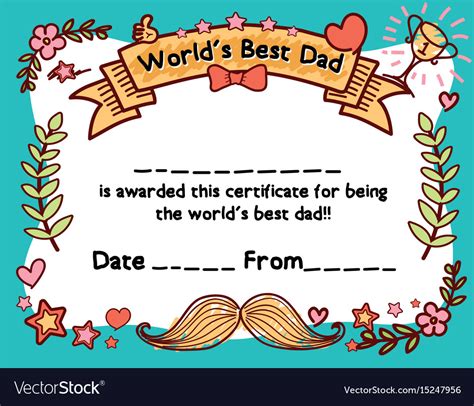 Worlds best dad award certificate template Vector Image