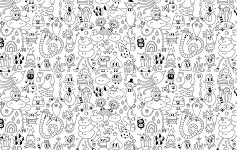 Wall&Paper - Yeka Haski, wallpaper, line art, doodle art, black, white, illustration, art ...