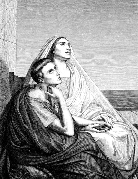 Antique Illustration Of St. Augustine With His Mother Stock Photo ...