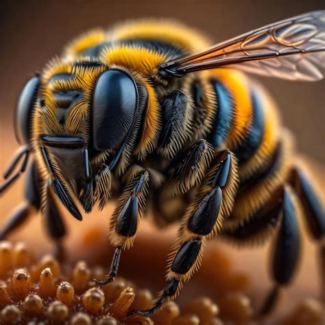 Premium AI Image | Realistic bee macro photography in nature