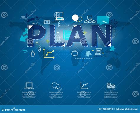 Creative Infographic of Business Plan with World Map Stock Vector - Illustration of design, step ...