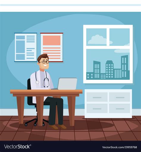 Patient at doctors office cartoon Royalty Free Vector Image