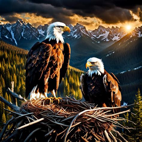 eagles in their natural habitat - AI Generated Artwork - NightCafe Creator