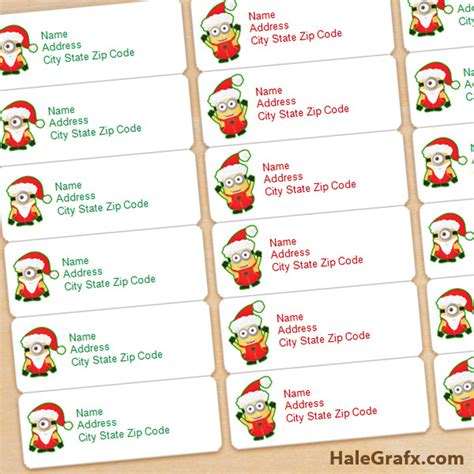 FREE Printable Christmas Minions Address Labels