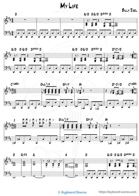 My Life - Billy Joel - Score for Piano - Music Sheet