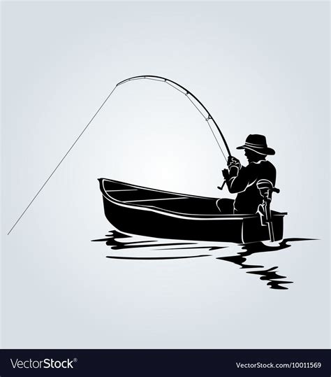 Silhouette of a fisherman in a boat Royalty Free Vector , #Ad, #boat, #fisherman, #Silhouette, # ...