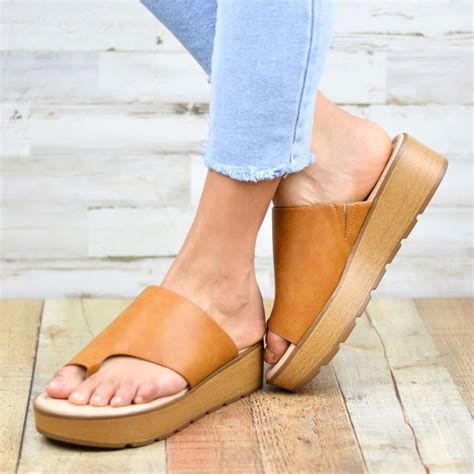 Women Toe Ring Comfy Summer Beach Slip On Casual Platform Sandals ...