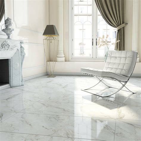 Marmy Grey Polished Marble Effect Porcelain Floor Tile ...