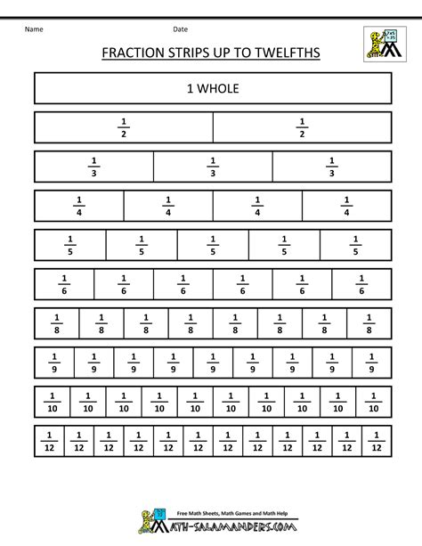 Printable Fraction Kit - Printable Word Searches