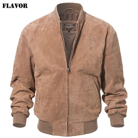 FLAVOR Men Classic Real Pigskin Coat Genuine Baseball Bomber Leather Jacket-in Genuine Leather ...