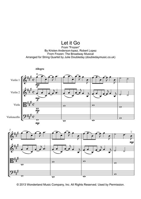 Let It Go Sheet Music | Idina Menzel | String Quartet