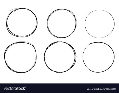 Circles hand drawn shapes doodle style Royalty Free Vector