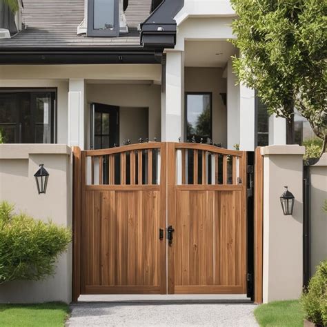 Premium AI Image | entrance gate with modern design and wooden entrance ...