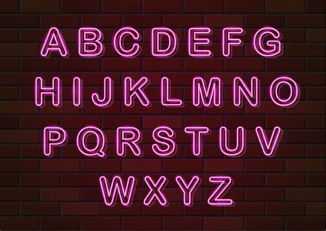 glowing neon letters english alphabet vector illustration 514265 Vector ...