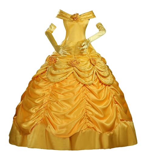 Halloween costumes for adult Princess Belle yellow dress Beauty and Beast Belle Princess Classic ...