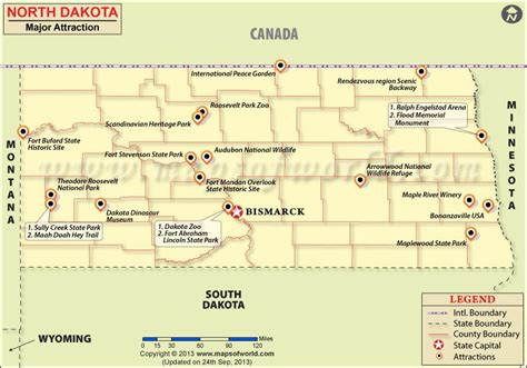 North Dakota Tourist Attractions Map | North dakota, North dakota travel, Dakota