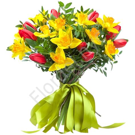 Bouquet with daffodils and tulips