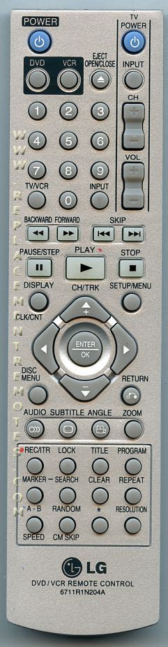 Buy LG 6711R1N204A DVD/VCR Combo Player Remote Control