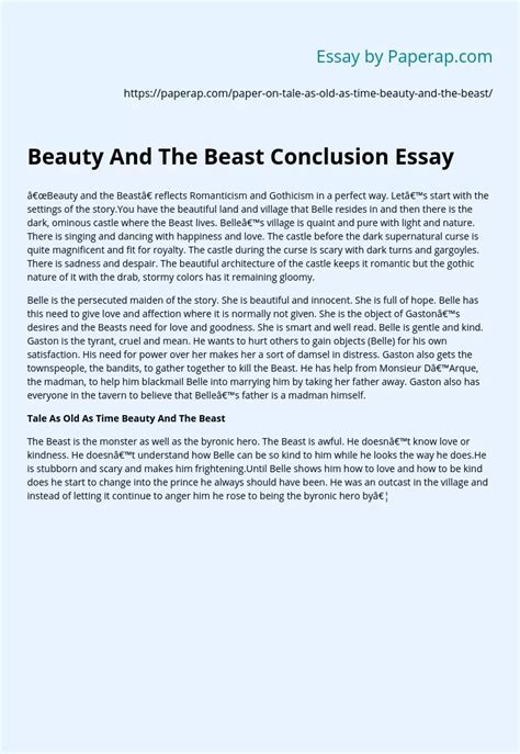 Beauty And The Beast Conclusion Essay Free Essay Example